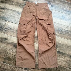 Halara Mid Rise Drawstring Wide Leg Cargo Casual Pants, Brown, S (NWT)
